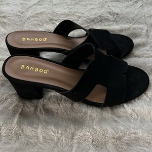 Black H Stylish Heeled Sandals
